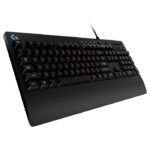 لوحة مفاتيح ألعاب لوجيتك جي جي ٢١٣ بروديجي، مفاتيح بإضاءة خلفية RGB، مقاومة للانسكاب، مفاتيح قابلة للتخصيص، مفاتيح مخصصة للوسائط المتعددة، تخطيط كويرتي الأمريكي الدولي - أسود