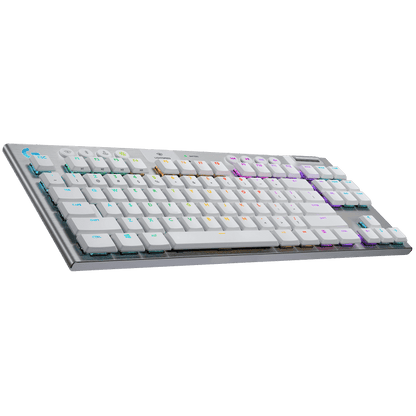 لوحة مفاتيح الألعاب الميكانيكية Logitech G915 TKL، لوحة مفاتيح لمسية لاسلكية Lightspeed RGB، خيارات مفاتيح منخفضة الارتفاع، LIGHTSYNC RGB، دعم متقدم للبلوتوث واللاسلكي - أبيض | 920-009664