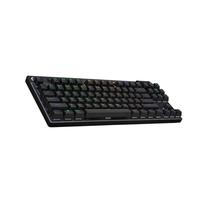 لوحة مفاتيح ألعاب لاسلكية Logitech G PRO X TKL LIGHTSPEED، تصميم محمول للغاية بدون مفاتيح رقمية، إضاءة خلفية RGB بتقنية Lightsync، أغطية مفاتيح PBT، مفاتيح لمسية (GX بني)، بلوتوث/USB، تخطيط أمريكي دولي، أسود | 920-012136