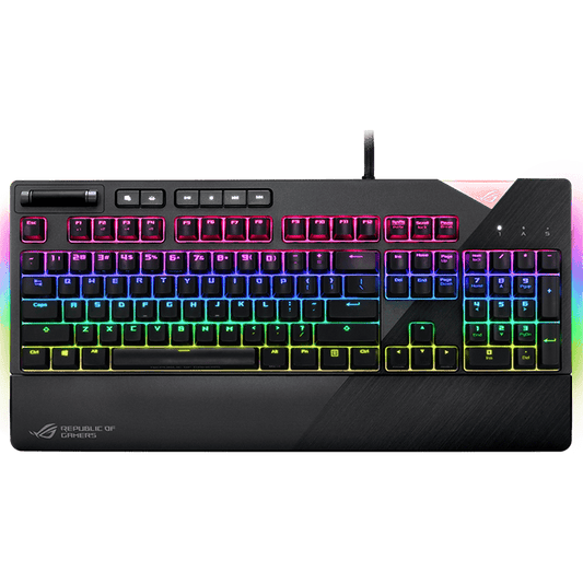 لوحة مفاتيح الألعاب الميكانيكية Asus XA01 ROG Strix Flare RGB مع مفاتيح Cherry MX وشارة مضيئة قابلة للتخصيص ومفاتيح وسائط مخصصة