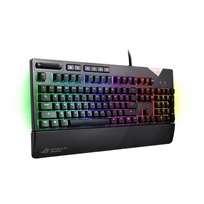 Asus XA01 ROG Strix Flare RGB mechanical gaming keyboard with Cherry MX switches, customizable illuminated badge and dedicated media keys