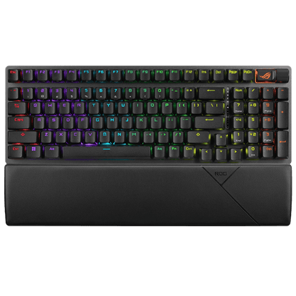 لوحة مفاتيح الألعاب اللاسلكية Asus ROG Strix Scope II 96 مع اتصال ثلاثي الأوضاع، ومفاتيح تشغيل سريعة، وعناصر تحكم متعددة الوظائف، ومفاتيح ميكانيكية ROG NX Snow قابلة للتبديل السريع ومُزيتة مسبقًا 