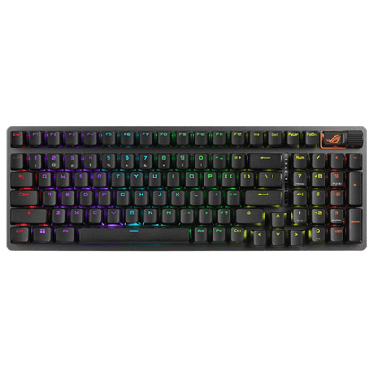 لوحة مفاتيح الألعاب اللاسلكية Asus ROG Strix Scope II 96 مع اتصال ثلاثي الأوضاع، ومفاتيح تشغيل سريعة، وعناصر تحكم متعددة الوظائف، ومفاتيح ميكانيكية ROG NX Snow قابلة للتبديل السريع ومُزيتة مسبقًا 