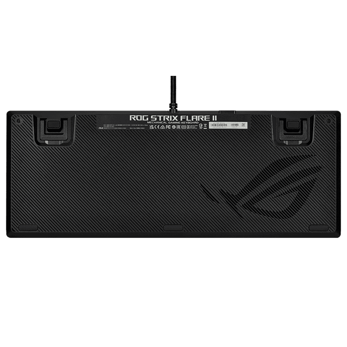 لوحة مفاتيح ميكانيكية سلكية للألعاب من Asus ROG Strix Flare II بمعدل استطلاع 8000 هرتز، ومفاتيح ميكانيكية ROG NX، وأغطية مفاتيح PBT، وأدوات تحكم معدنية للوسائط، ومسند معصم قابل للفصل