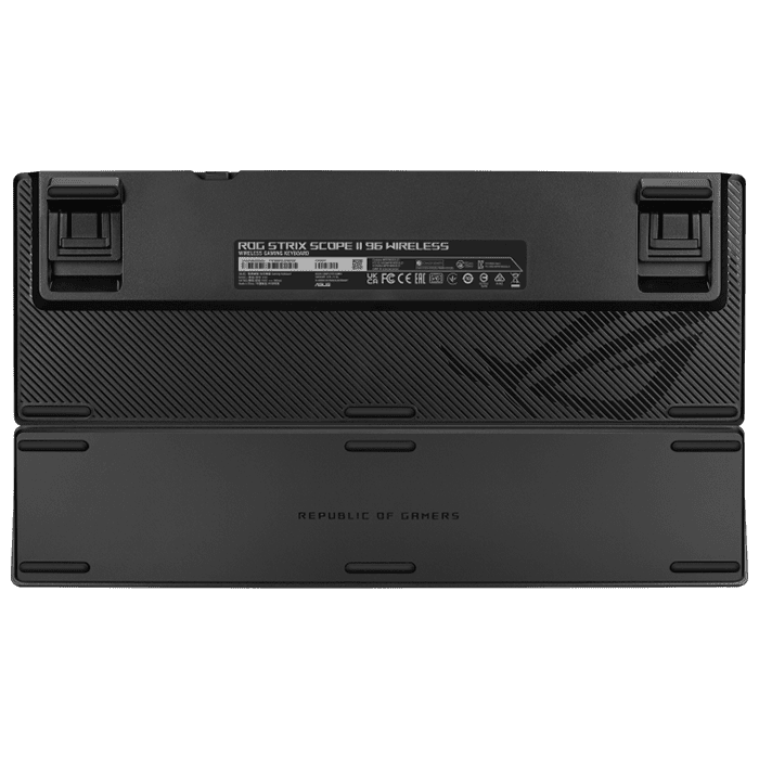 لوحة مفاتيح الألعاب اللاسلكية Asus ROG Strix Scope II 96 مع اتصال ثلاثي الأوضاع، ومفاتيح تشغيل سريعة، وعناصر تحكم متعددة الوظائف، ومفاتيح ميكانيكية ROG NX Snow قابلة للتبديل السريع ومُزيتة مسبقًا 