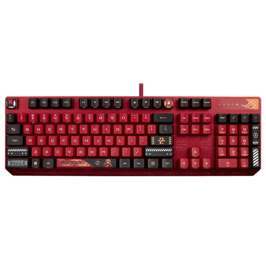 لوحة مفاتيح الألعاب الضوئية RGB من Asus ROG Strix Scope RX EVA-02 Edition، ومفاتيح ميكانيكية ضوئية ROG RX، وتقنية Aura Sync RGB الشاملة، ومقاومة للماء والغبار IP57، ومنفذ USB 2.0
