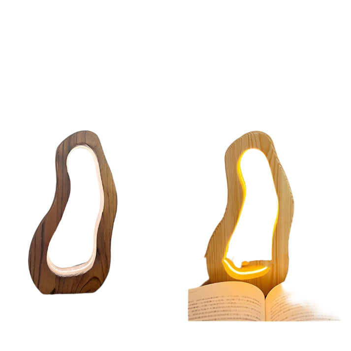 Hollow Design LED Simple Style Desktop Wooden Table Lamp