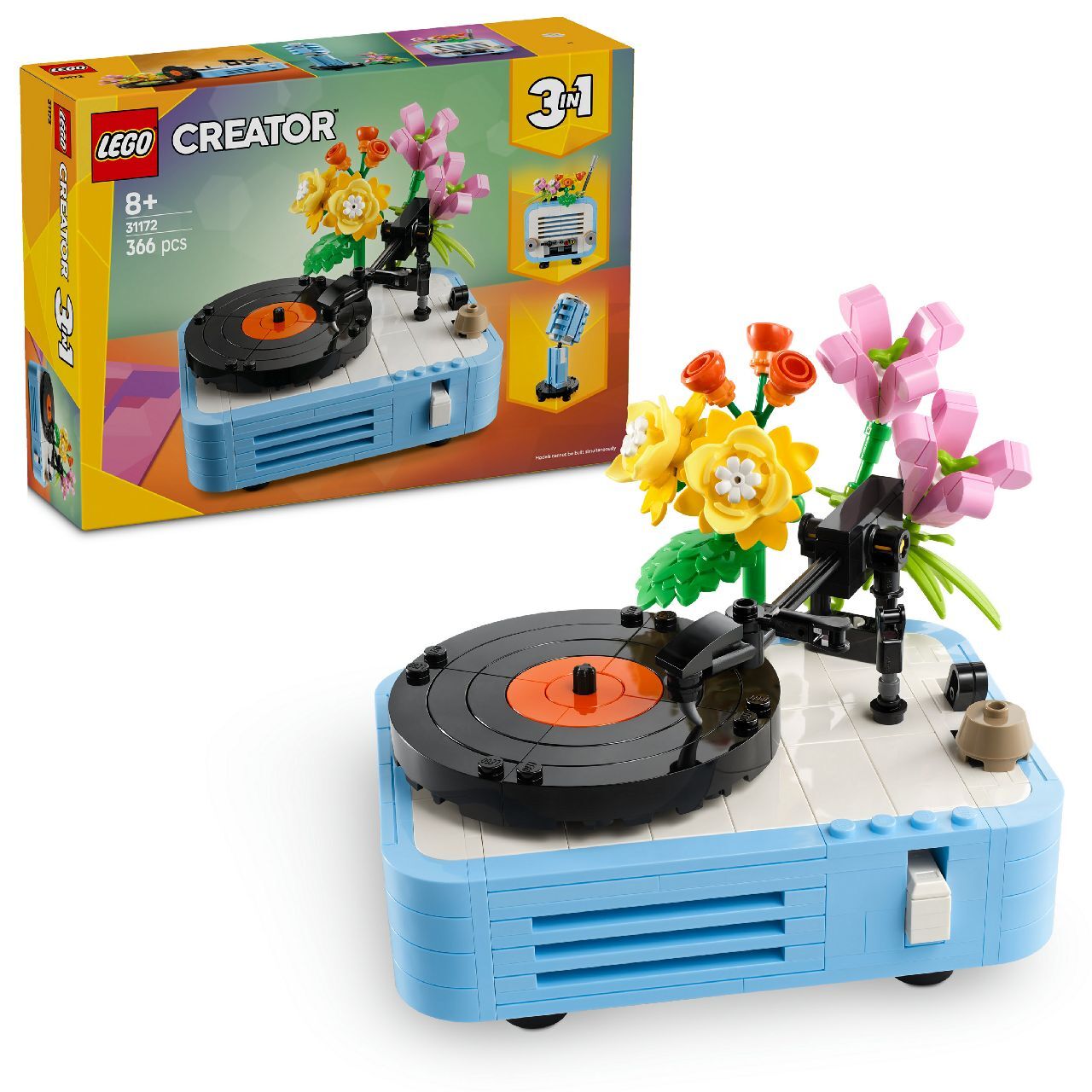 Lego Record Player with Flowers