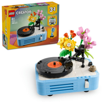 Lego Record Player with Flowers
