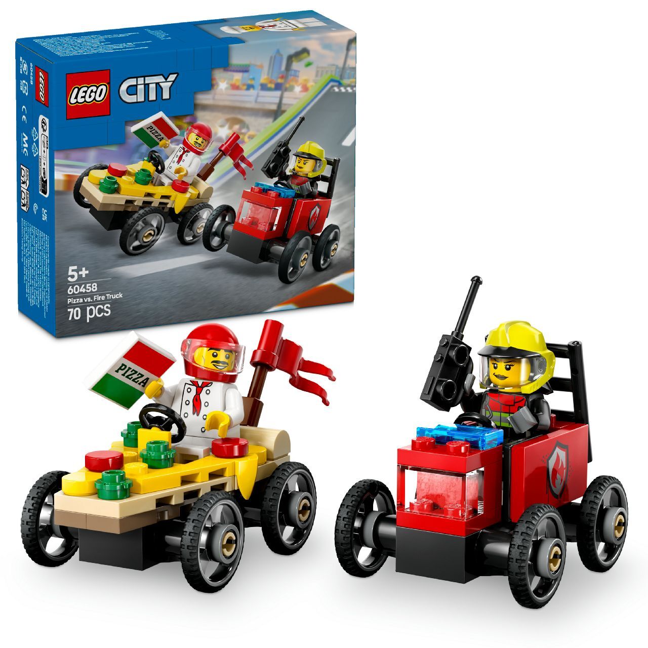 Lego Pizza vs Fire Truck Race Car Pack