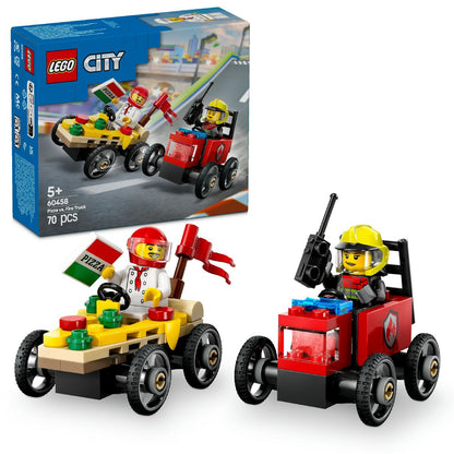 Lego Pizza vs Fire Truck Race Car Pack