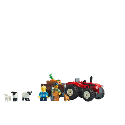 Lego Red Farm Tractor with Trailer & Sheep