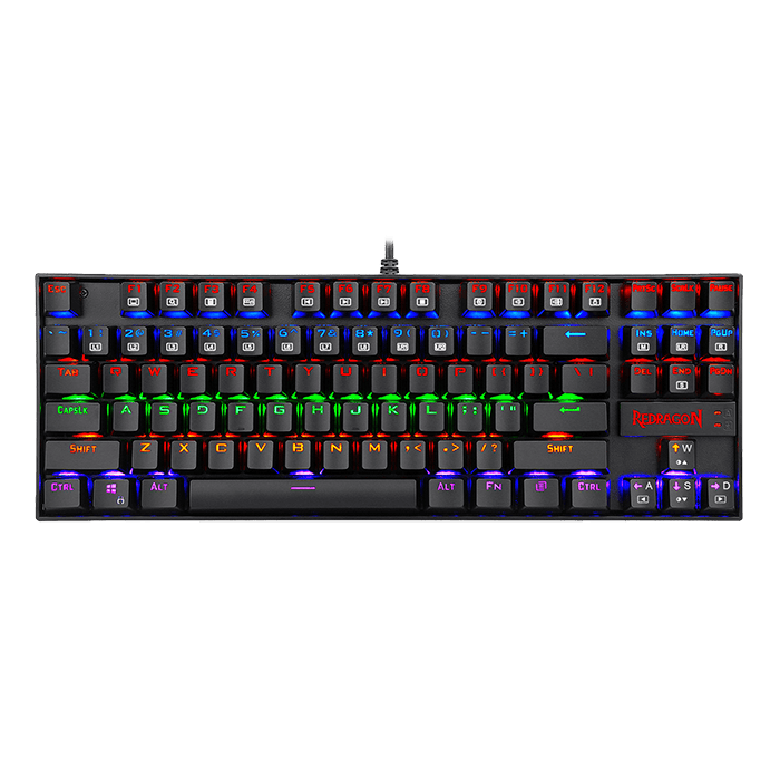 لوحة مفاتيح ألعاب ميكانيكية سلكية Redragon Kumara K552-RGB-2 TKL 75%، مصنوعة من المعدن وABS، لون أسود | K552RGB-2 