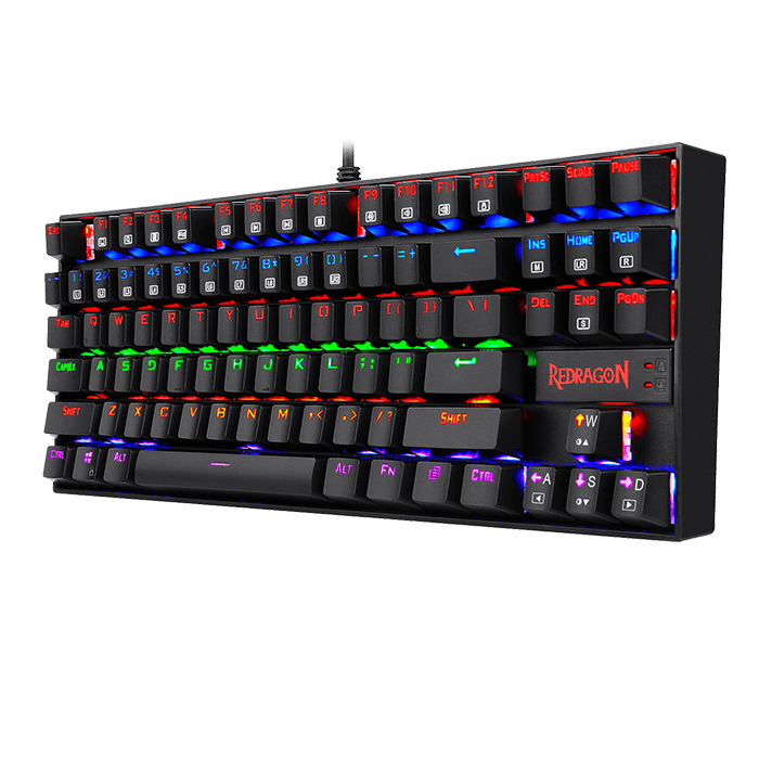 لوحة مفاتيح ألعاب ميكانيكية سلكية Redragon Kumara K552-RGB-2 TKL 75%، مصنوعة من المعدن وABS، لون أسود | K552RGB-2 