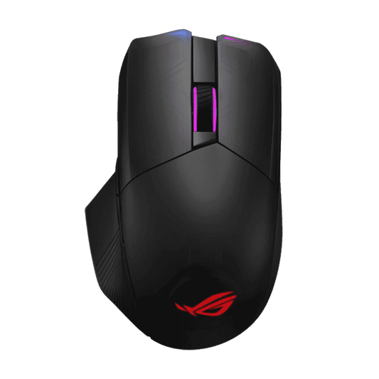 ماوس الألعاب اللاسلكي ASUS ROG P704 Chakram RGB مع شحن Qi، وعصا تحكم قابلة للبرمجة، واتصال ثلاثي الأوضاع (سلكي/2.4 جيجاهرتز/بلوتوث)، وإضاءة Aura Sync