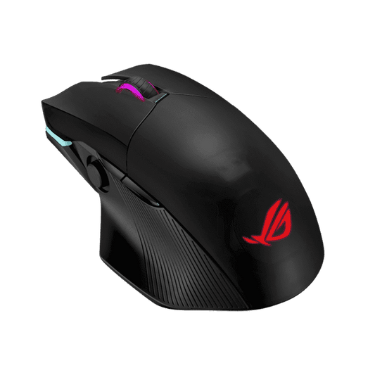 ماوس الألعاب اللاسلكي ASUS ROG P704 Chakram RGB مع شحن Qi، وعصا تحكم قابلة للبرمجة، واتصال ثلاثي الأوضاع (سلكي/2.4 جيجاهرتز/بلوتوث)، وإضاءة Aura Sync
