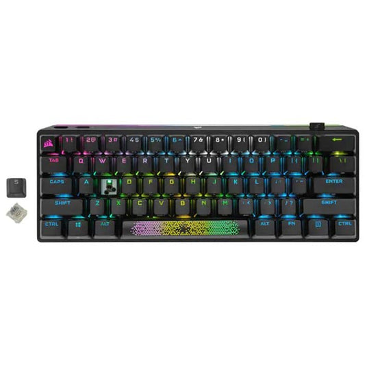 لوحة مفاتيح Corsair K70 Pro Mini اللاسلكية الميكانيكية Cherry MX Red Switch بنسبة 60% مع إضاءة خلفية RGB - أسود