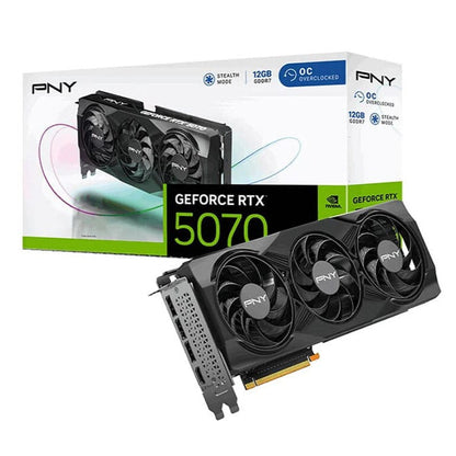 بطاقة رسومات PNY RTX5070 ثلاثية المراوح بسعة 12 جيجابايت | VCG507012TFXPB1-O