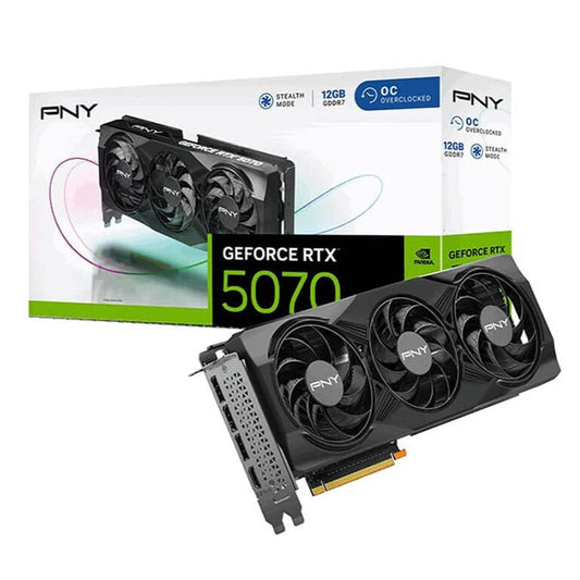بطاقة رسومات PNY RTX5070 ثلاثية المراوح بسعة 12 جيجابايت | VCG507012TFXPB1-O