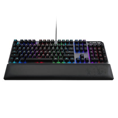 لوحة مفاتيح سلكية Asus TUF Gaming K7 Optical-Mech مقاومة للغبار والماء IP56، وألومنيوم من الدرجة المستخدمة في صناعة الطائرات، وإضاءة Aura Sync